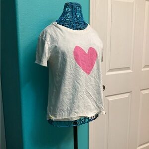 White Short Sleeve Tee with Red Heart